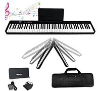 Pianoforte digitale, tastiera digitale pieghevole a 88 tasti, a forma di pianoforte digitale, tastiera digitale Bluetooth con MIDI/altoparlanti/pedale Sustain, per adulti/principianti (nero)
