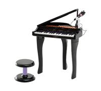 Pianoforte Elettrico Giocattolo Strumento Musicale Per Bambini Con 37 Tasti Microfono E Sgabello 48x39x69cm Nero