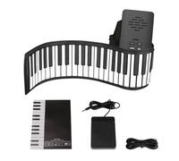 Pianoforte Elettronico A 88 Tasti USB Portatile Flessibile ABS Morbido Silicone Tastiera Digitale Arrotolabile Pianoforte Con Corno Pedale Sustain(88-T Black)