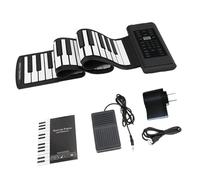 Pianoforte Elettronico A 88 Tasti USB Portatile Flessibile ABS Morbido Silicone Tastiera Digitale Arrotolabile Pianoforte Con Corno Pedale Sustain(88 Black)