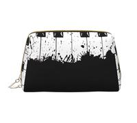 Pianoforte in pelle a mano Zipper Makeup Bag Cute Make Up Case Large Wide Open Pouch Pen Case, bianco, Taglia unica