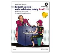 Pianoforte “Mein schönstes Hobby Band 2” - Moderna scuola di pianoforte per ragazzi e adulti - libro con CD e clip a forma di cuore colorato.