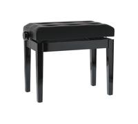 Pianoforte - Panca Per Piano Deluxe Leather Nero Lucido - Seduta Nera Simil-p...