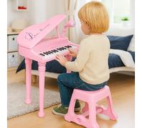 Pianoforte per Bambini con 31 Tasti Sgabello e Microfono Tastiera Musicale Rosa