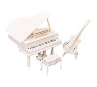 Pianoforte per Casa delle Bambole - Mini Piano 1:12 Strumento Musicale con Sgabello | Modello in Miniatura Decorativo, Accessorio di Scena per Arredare e Abbellire la Casa delle Bambole