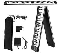 Pianoforte pieghevole per tastiera, portatile, 88 tasti, digitale, con Bluetooth e 1750 mAh, supporto per batteria intelligente Unction USB/MIDI, per principianti/bambini/adulti (nero)