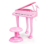 Pianoforte rosa per bambini con microfono e sgabello