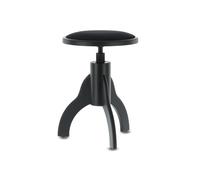 GEWA Pianostuhl Deluxe (struttura in legno massiccio, sedile rotondo, tre gambe sagomate, diametro 35 cm, asta in metallo, altezza da 45 a 60 cm), nero opaco