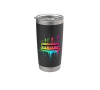 Pianoforte Stile Synthwave Pianoforte Pratica Pianista Bicchiere termico in acciaio inox doppia parete