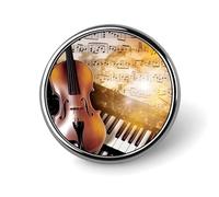 Pianoforte Violino Note Musicali Distintivo Rotondo Carino Smalto Spilla Spilla Spilla Personalizzata Abbigliamento Decorazione Unisex Badge Holder Cappelli Borse Camicie Decor
