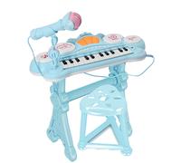 Pianola Tastiera Giocattolo Bambini 24 Tasti Microfono Attacco Mp3 Supporto Blu