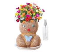 Pianta a testa di erba crescente, 3 bambole con testa di erba in crescita, piante da 10 cm in vaso, bambola con testa d'erba, bambola con vassoi e bottiglie spray per uomini, donne e bambini