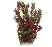 Pianta acquatica artificiale decorativa per acquario verde foglie rosse 40cm