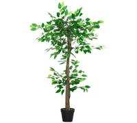 Pianta Artificiale Albero del Tè con 546 Foglie Realistiche e Vaso Cemento 120 cm Verde