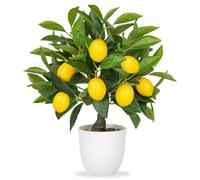 Pianta artificiale albero di limone deco, 40cm pianta di plastica in vaso bianco, piante artificiali come vere, piante da interno artificiali con ramo di limone e frutto di limone per arredamento casa