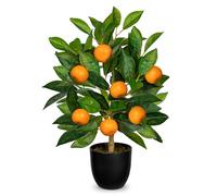Pianta artificiale decorativa, albero d'arancio, 40 cm, in vaso nero, piante artificiali come vere, piante artificiali da interni con rami d'arancio e frutti arancioni per la decorazione della casa