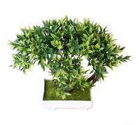 Pianta artificiale di corallo in vaso di plastica con forma di luna scultorea per decorazione di mensole da scrivania per interni