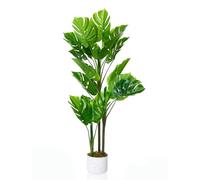Pianta artificiale di Monstera, altezza 110 cm/115/120 cm, palma tropicale sempreverde in vaso bianco, per casa, ufficio e giardino, regalo per amici o decorazione di inaugurazione della casa