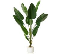 Pianta artificiale di Monstera, altezza 110 cm/115/120 cm, palma tropicale sempreverde in vaso bianco, per casa, ufficio e giardino, regalo per amici o decorazione di inaugurazione della casa