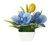 Pianta artificiale di orchidea con 2 teste di fiori finti da 12 cm (blu) | Materiale in gomma morbida flessibile, resistente allo sbiadimento, facile da pulire, senza polvere, sicuro per bambini e