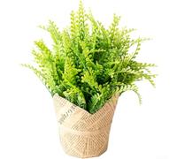Pianta artificiale di seta per la decorazione della casa, composizione floreale in vaso verde con realistici steli di erba menta, lavanda ed eucalipto (erba del drago)