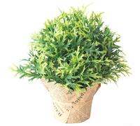 Pianta artificiale di seta per la decorazione della casa, composizione floreale in vaso verde con realistica erba menta, lavanda ed eucalipto steli (cervi e erba di corna)