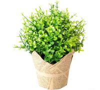 Pianta artificiale di seta per la decorazione della casa, composizione floreale in vaso verde con realistici steli di erba menta, lavanda ed eucalipto (piccolo eucalipto)
