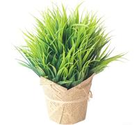 Pianta artificiale di seta per la decorazione della casa, composizione floreale in vaso verde con realistica erba menta, lavanda ed eucalipto steli (erba primaverile)