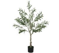 Pianta Artificiale di Ulivo 120 H cm con 450 Foglie e 20 Olive Vaso Incluso