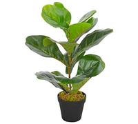Pianta artificiale di violino con vaso, 45 cm, in plastica, verde e marrone, fiore artificiale facile da pulire, per soggiorno, ufficio, balcone, decorazione da interni, interni ed esterni