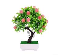 Pianta artificiale in vaso per la decorazione della scrivania dell'ufficio e della casa, le foglie in plastica simulate offrono un'estetica naturale senza irrigazione o luce solare (pesca)