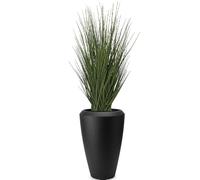 Pianta Artificiale Onion Grass 120 cm con Vaso Alto Design 86 cm Nero Grafite in HDPE Resistente UV per Casa Ufficio Hotel e Spazi Professionali Kit Completo con Muschio