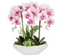 Pianta artificiale, orchidee, decorazione artificiale, fiori artificiali, come veri, con fiori real-touch, in vaso di ceramica, decorazione per davanzale, altezza 41 cm