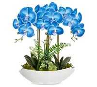 Pianta artificiale, orchidee, decorazione artificiale, fiori artificiali, come veri, con fiori real-touch, in vaso di ceramica, decorazione per davanzale, altezza 41 cm