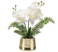 Pianta artificiale, orchidee, decorazione artificiale, fiori artificiali, come veri, con fiori real-touch, in vaso di ceramica, decorazione per davanzale