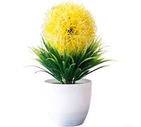 Pianta artificiale per bocche di leone, fiori di seta in vaso, bonsai finto in vaso di plastica, per casa, ufficio, soggiorno, scrivania, decorazione da tavolo (giallo)