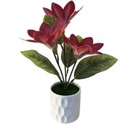 Pianta artificiale realistica di magnolia in vaso, per decorazione di interni, per abbellire pareti, mensole, tavoli e comodini, con forma morbida (rosso)