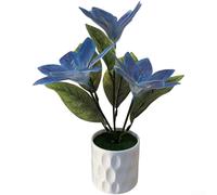 Pianta artificiale realistica di magnolia in vaso, per decorazione di interni, per abbellire pareti, mensole, tavoli e comodini, con forma morbida (blu)