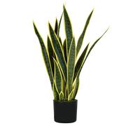 Pianta Artificiale Sansevieria H75 cm con Vaso Verde