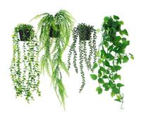 PIANTA ARTIFICIALE SOSPESA 4 PEZZI PIANTA FINTA CADENTE CON VASO DECORATIVA INTE