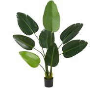 tectake® Pianta Artificiale Strelitzia, Foglie Dettagliate in Plastica PEVA, Vaso Stabile, Decorazione per Soggiorno, Ufficio e Interni, Facile da Pulire - 120 cm