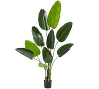 tectake® Albero del Paradiso Artificiale, Foglie Dettagliate in Plastica PEVA, Vaso Stabile, Decorazione per Soggiorno, Ufficio e Interni, Facile da Pulire - 160 cm