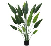 Pianta Artificiale Uccello del Paradiso 20 Foglie da 140 cm con Vaso in PE e PP Verde
