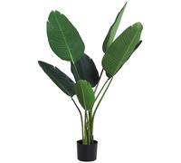 Pianta Artificiale Uccello del Paradiso da Interno e Esterno H120 cm con Vaso Verde