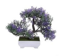 Pianta bonsai artificiale di pino a tre forche con design realistico, dimensioni compatte per uso interno su scrivanie o scaffali, aggiunge verde e atmosfera tranquilla alle stanze (loto rosso)