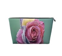 Pianta colorata di petali di rosa romantica, Borsa da toilette Borsa per trucco Borsa per cosmetici Borsa da toilette da viaggio portatile