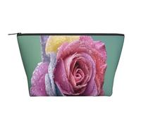 Pianta colorata di petali di rosa romantica, Borsa da toilette Borsa per trucco Borsa per cosmetici Borsa da toilette da viaggio portatile