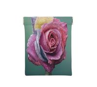 Pianta colorata di petali di rosa romantica, Spremere il portafoglio superiore da donna Borsa portaoggetti Piccola portamonete Portamonete