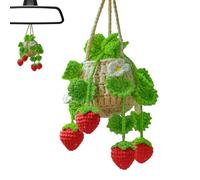 Pianta da appendere per auto - da appendere all'auto a forma di fragola | Ornamento all'uncinetto a forma di fragola | Piante in vaso all'uncinetto per migliorare l'interno del veicolo e la