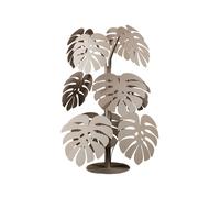 Pianta decorativa in ferro a forma di Monstera in metallo, diam.55x110h, Il fusto è adornato con 10 foglie di Monstera colore Beige beige